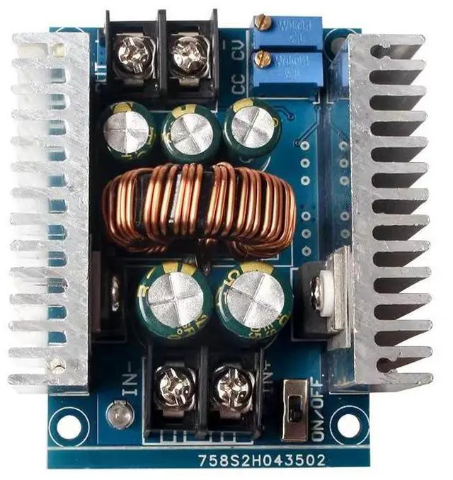 Alt view image 4 of 7 - 300W 20A DC-DC Buck Converter, CC CV Constant Current LED Driver, 6-40V to 1.2-36V Adjustable Step Down Voltage Regulator Module with Electrolytic Capacitor & Dual Heatsinks