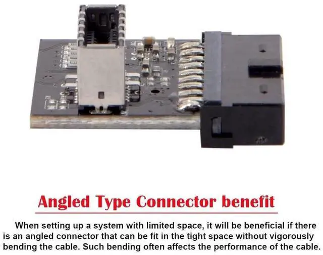 Alt view image 6 of 7 - USB 3.0 19/20Pin to Type-E Header Adapter, 90 Degree USB3.1 Type-C Front Panel Converter with EJ179V Chipset for Desktop Motherboard