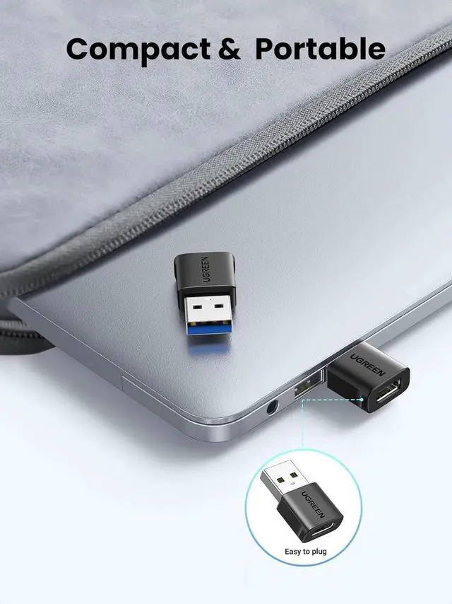 Alt view image 3 of 7 - 3 Pack UGREEN USB-C Female to USB A Male Adapter, Black Type-C to USB Connector Converter