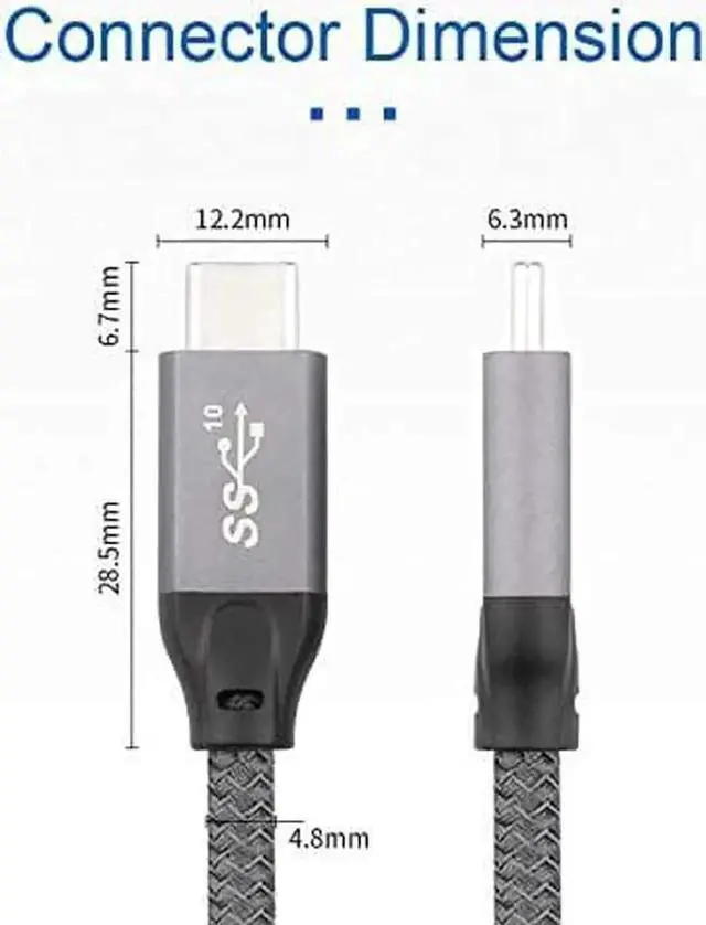 Alt view image 3 of 7 - 4.92FT USB-C to USB-C Cable, USB 3.1 Gen2 10Gbps Data & Video Cord for Phone, Tablet, Laptop