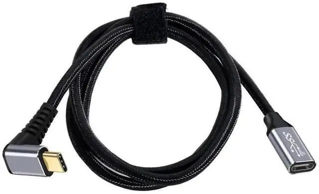 Alt view image 6 of 6 - 2M 90° Up Angled USB-C Extension Cable, USB 3.1 Gen2 10Gbps 100W Male to Female Cord with Sleeve for Laptop & Phone