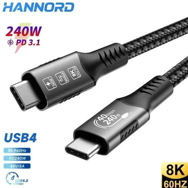 Alt view image 3 of 7 - 1.6FT USB C Cable, 240W PD Fast Charging, USB4 40Gbps Data Cable, 8K@60Hz HD Display, Thunderbolt 4/3 Compatible for iPhone 16, MacBook, Hub, Docking