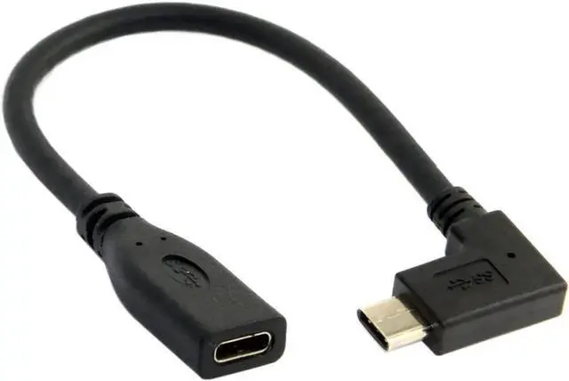 Alt view image 6 of 6 - 20cm Right Angled USB-C Extension Cable, USB 3.1 Type C Male to Female 90 Degree Cord for Tablet