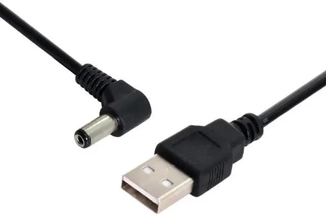 Alt view image 5 of 6 - 120CM USB 2.0 A Male to 90 Degree Right Angled DC 5.5x1.5mm Power Cable, 5V Barrel Connector Charging Cord