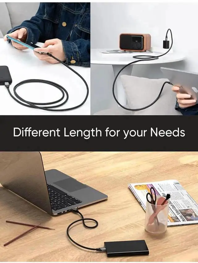 Alt view image 5 of 7 - 0.3m (1FT) USB A to USB C Cable, USB 3.2 Gen2 10Gbps Data Cord, 3A Charging Cable for Android Auto, External SSD, MacBook, iPad, iPhone 15/16 Series
