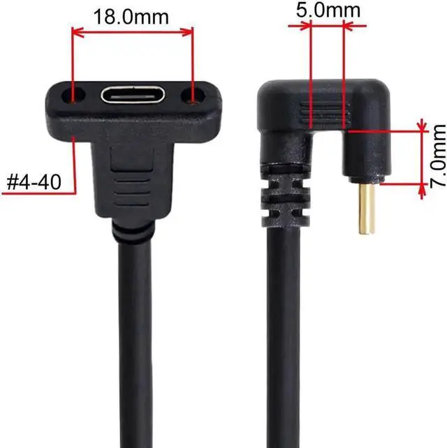 Alt view image 3 of 3 - 30cm 180° U-Shape USB-C Extension Cable, USB 3.1 Male to Female Back Angled Data Cord