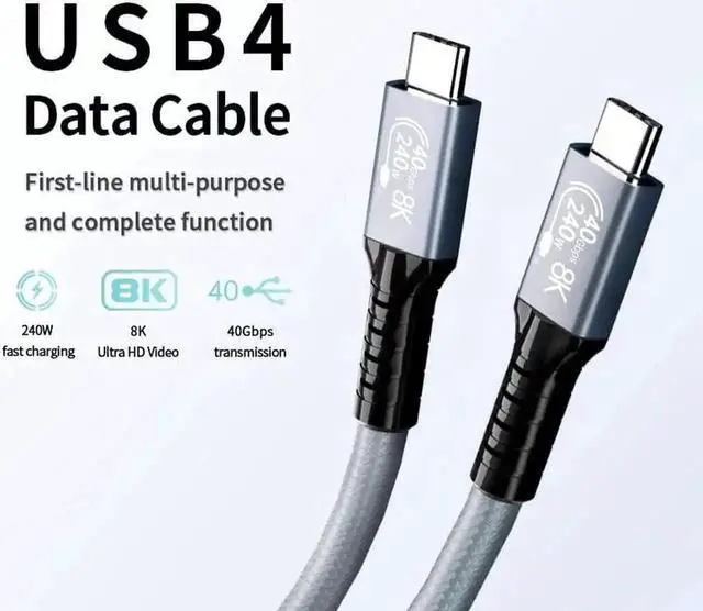 Alt view image 5 of 7 - 1.6FT USB4 USB-C to USB-C Cable, 240W Fast Charging, 40Gbps Data, 8K/5K@60Hz Video, Compatible with Thunderbolt 3/4 for MacBook, Samsung S22, eGPU, Docking & GaN Charger