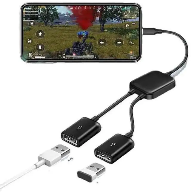 Main image of USB-C to USB 2.0 1-in-2 OTG Splitter Cable, Micro USB Hub Adapter for Phone Expansion, Display & Charging