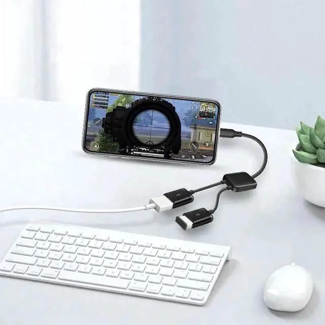 Alt view image 4 of 6 - USB-C to USB 2.0 1-in-2 OTG Splitter Cable, Micro USB Hub Adapter for Phone Expansion, Display & Charging