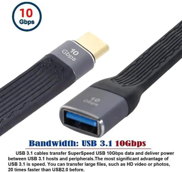 Alt view image 5 of 7 - 13cm Slim Flat FPC OTG Cable, USB 3.1 Type-C Male Host to USB 3.0 Type-A Female for Laptops & Phones