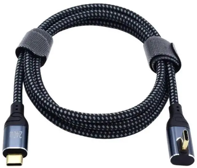 Alt view image 5 of 6 - 1.0M Low Profile 90° Angled USB-C to USB-C Cable, 240W 48V 5A Charging, 480Mbps Data, Backward Compatible with USB 2.0 & 100W