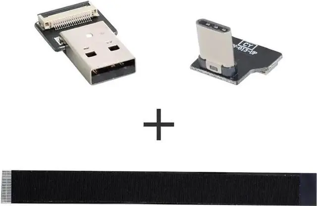 Alt view image 7 of 7 - 20CM 90° Upward Angled USB 2.0 A Male to USB-C Male FPC Cable, Slim Flat Data Cord for FPV, Storage Drives & Phones