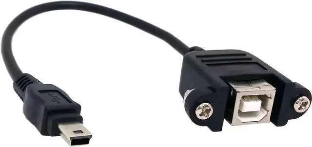 Alt view image 4 of 4 - 20cm Mini USB 5Pin Male to Panel Mount USB B Female Cable with Screws