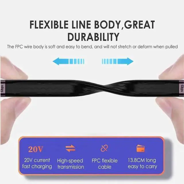 Alt view image 3 of 7 - 13cm Flat Slim FPC Cable, USB 3.1 Type A Male to USB 3.0 Type A Male Extension Cord, 10Gbps Data for Laptops & Desktops
