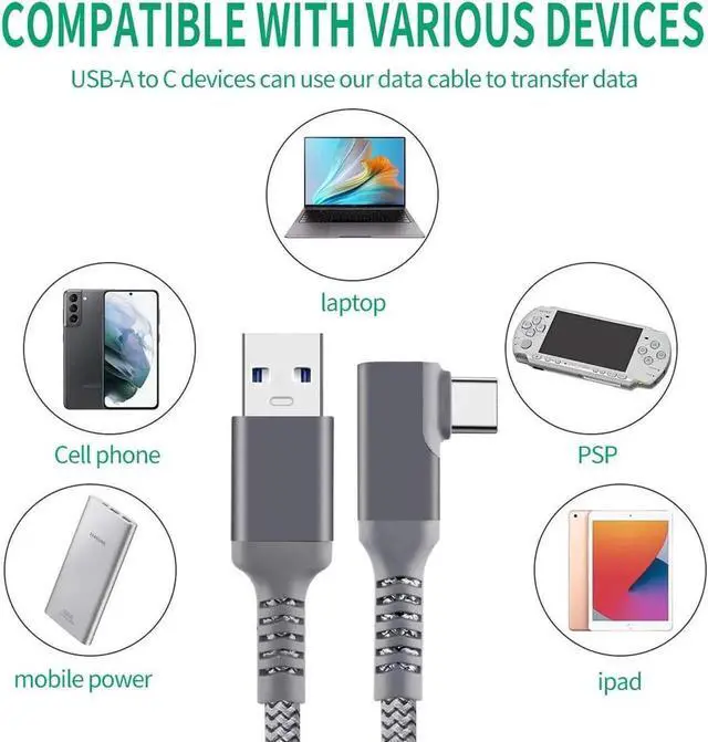 Alt view image 4 of 7 - 5M (16.4FT) VR Link Cable, USB 3.2 Gen1 USB-A to USB-C High Speed Cord, Data Transfer & Fast Charging for Oculus Quest 2 and Gaming PC
