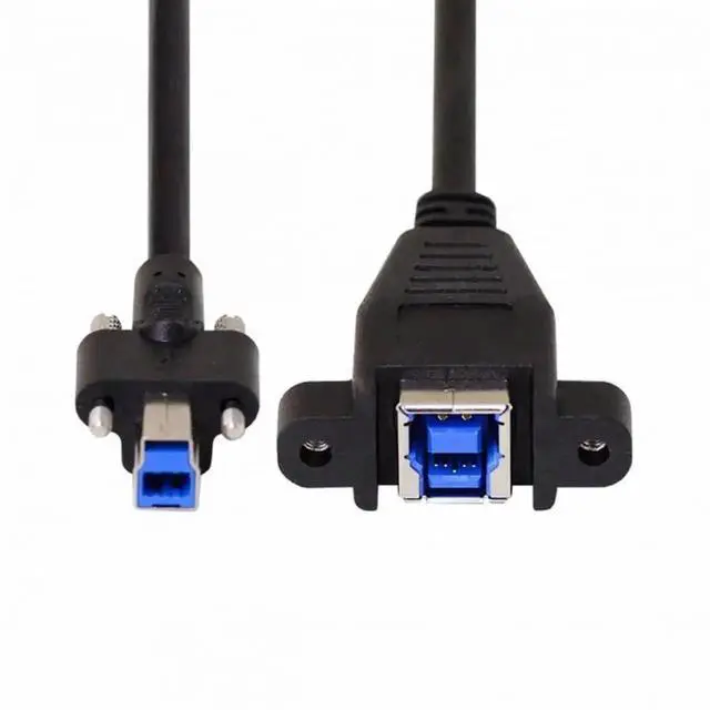 Alt view image 4 of 7 - 0.5m USB 3.0 Type-B Male to Female Extension Cable, Back Panel Mount with Dual Thumbscrews