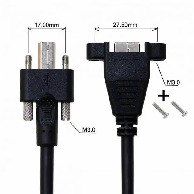 Alt view image 5 of 7 - 0.5m USB 3.0 Type-B Male to Female Extension Cable, Back Panel Mount with Dual Thumbscrews