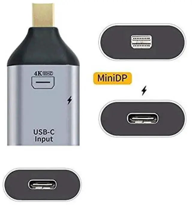 Alt view image 5 of 7 - USB-C Female to Mini DisplayPort Adapter Cable, 100W PD Charging, 10Gbps Data, 4K@60Hz Video for Laptops & Phones