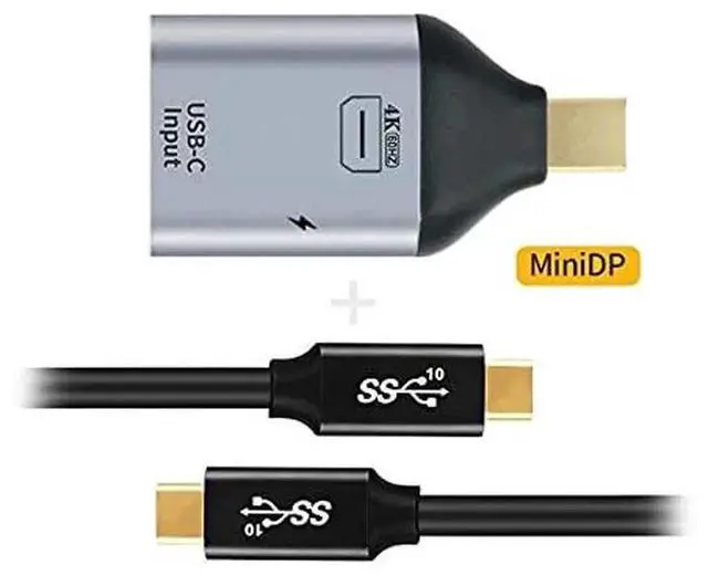 Alt view image 6 of 7 - USB-C Female to Mini DisplayPort Adapter Cable, 100W PD Charging, 10Gbps Data, 4K@60Hz Video for Laptops & Phones