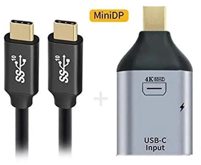 Alt view image 2 of 7 - USB-C Female to Mini DisplayPort Adapter Cable, 100W PD Charging, 10Gbps Data, 4K@60Hz Video for Laptops & Phones