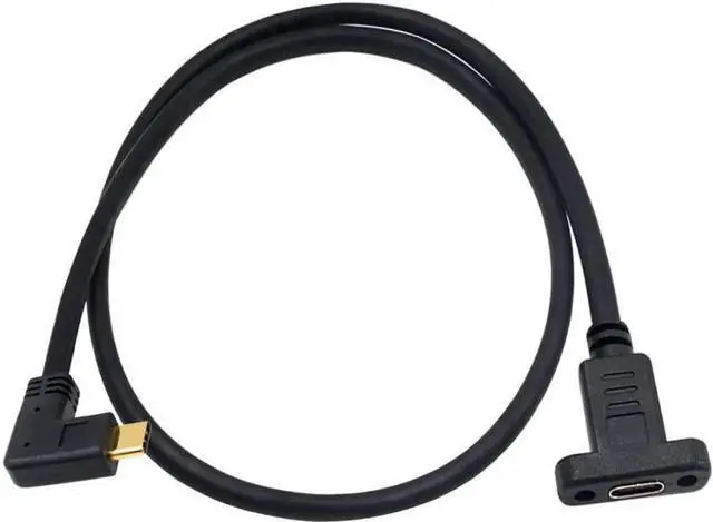 Main image of 2ft/60cm 90 Degree Right Angle USB-C Male to Female Extension Cable, USB 3.1 Extender with Panel Mount Screw Hole for Charging & Data Sync