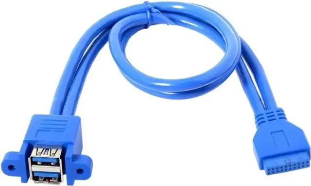 Alt view image 3 of 3 - 50cm Motherboard 20Pin to Stackable Dual USB 3.0 Female Panel Header Cable