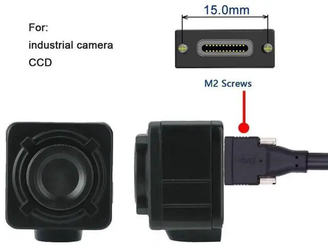 Alt view image 7 of 7 - 3.0M USB 3.0 to USB-C Cable, Dual Locking Connector with Panel Mount Screw for Industrial Camera
