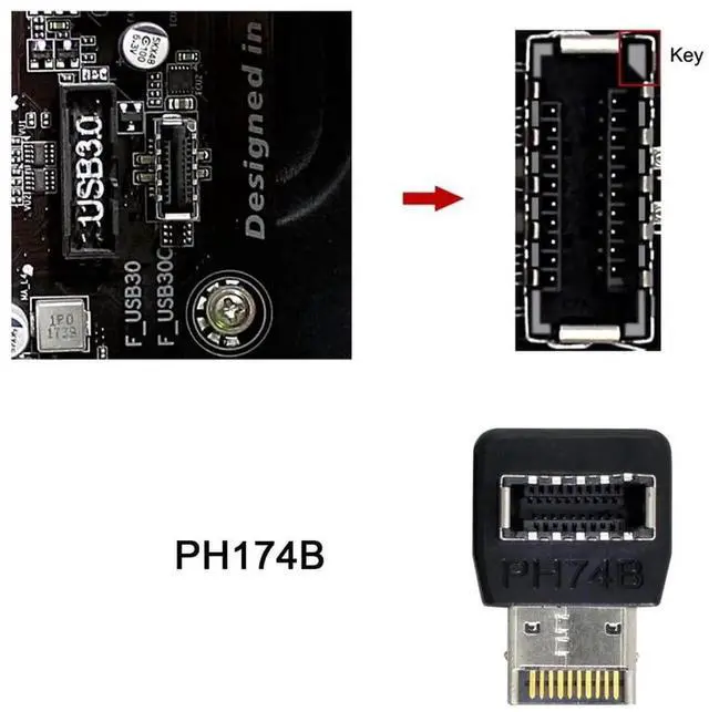 Alt view image 3 of 7 - 2 Pcs Overmold USB 3.1 Type-E Male to Female Extension Adapter, Front Panel Motherboard Header Cable