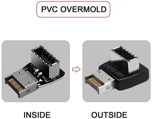 Alt view image 7 of 7 - 2 Pcs Overmold USB 3.1 Type-E Male to Female Extension Adapter, Front Panel Motherboard Header Cable