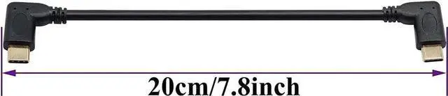 Alt view image 2 of 7 - 20cm 90 Degree USB 3.1 Gen2 Type C Male to Male Cable, 10Gbps Data Cord for Charging, Audio & Video, Compatible with MacBook Pro, USB-C Hub and Laptops