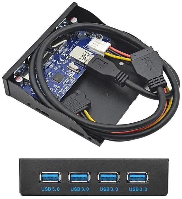 Alt view image 5 of 6 - 3.5" Floppy Bay 4-Port USB 3.0 Front Panel Hub, 20Pin Motherboard Header Cable