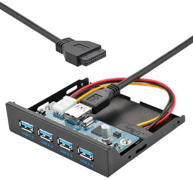 Alt view image 2 of 6 - 3.5" Floppy Bay 4-Port USB 3.0 Front Panel Hub, 20Pin Motherboard Header Cable