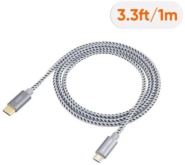 Alt view image 3 of 7 - 3.3FT/1M Braided Micro USB to USB-C OTG Cable, 480Mbps Data Cord Space Gray for Charger, MacBook, Galaxy & Pixel Phones