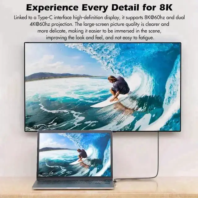 Alt view image 2 of 7 - Dual Length USB4 & Thunderbolt 4 Cable, Braided USB-C to USB-C, 40Gbps, 240W PD Charging, 8K@60Hz Video for MacBook Pro & Laptops