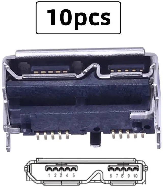 Alt view image 4 of 6 - 10Pcs Micro USB 3.0 10Pin Female Socket, SMT Board Mount Connector 5.2mm Height for SSD & USB Hard Drive