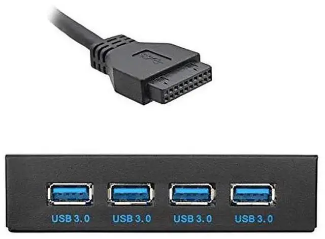 Alt view image 2 of 7 - 4-Port USB 3.0 Front Panel Hub, 3.5" Floppy Bay Mount, 20Pin to Motherboard Adapter with SATA Power Cable
