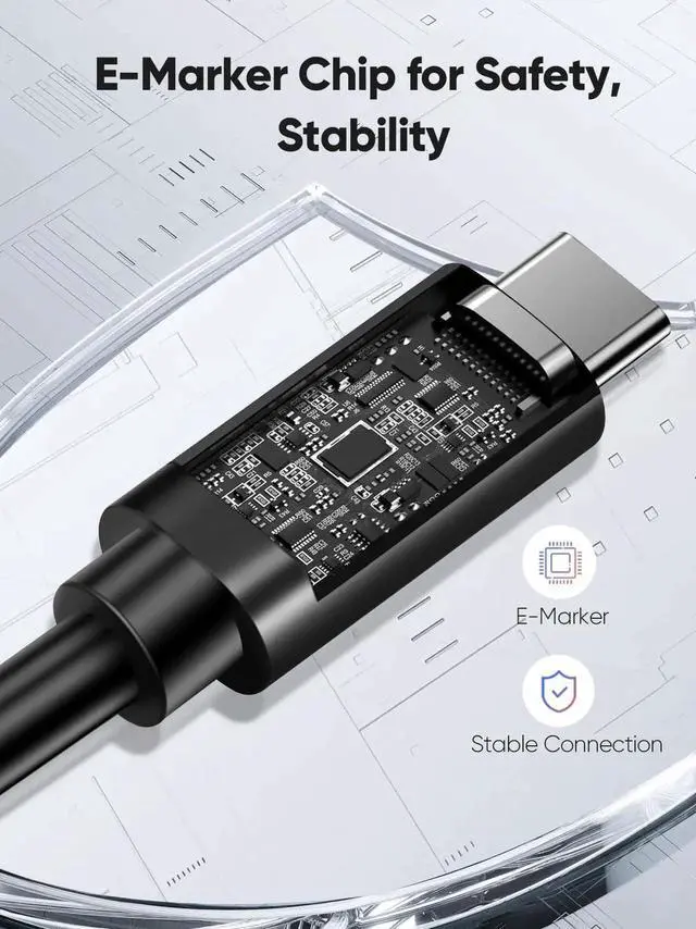 Alt view image 6 of 7 - 3.3FT USB4 Cable, 80Gbps Transfer, 120Gbps Bandwidth, 8K@60Hz Video, 240W PD Charging, Compatible with Thunderbolt 5/4/3, MacBook M4 Pro, SSD, Dock & eGPU