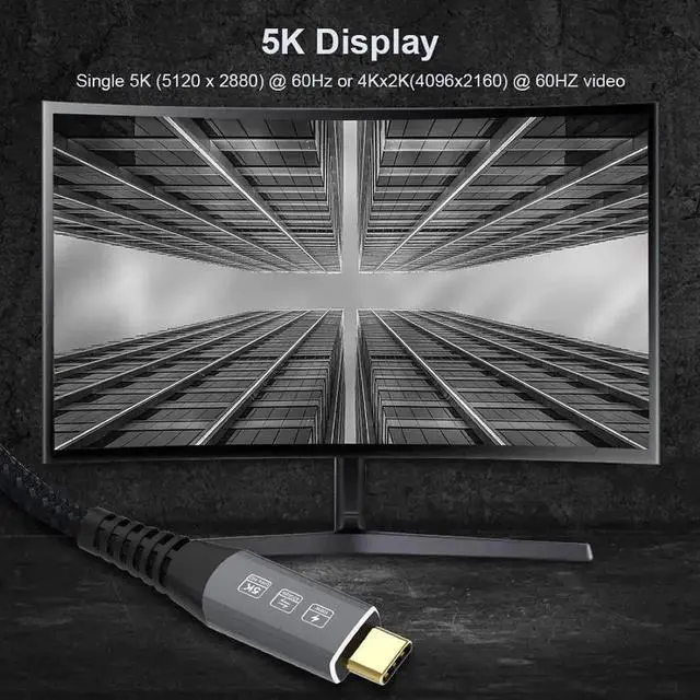 Alt view image 7 of 7 - 1.8M USB4.0 USB-C to USB-C Cable, 40Gbps Data Transfer, 100W PD Charging