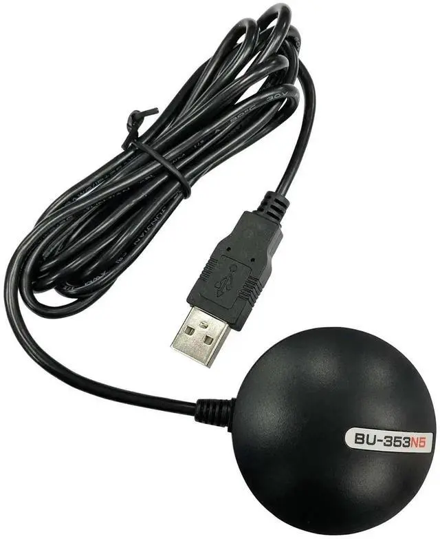 Main image of GlobalSat BU-353N5 USB GNSS Receiver, Black, Made in Taiwan High-Precision GPS/Galileo/GLONASS/BeiDou Receiver with Magnetic Mount, IPX6 Waterproof, Plug & Play for Navigation, Tracking & Surveying