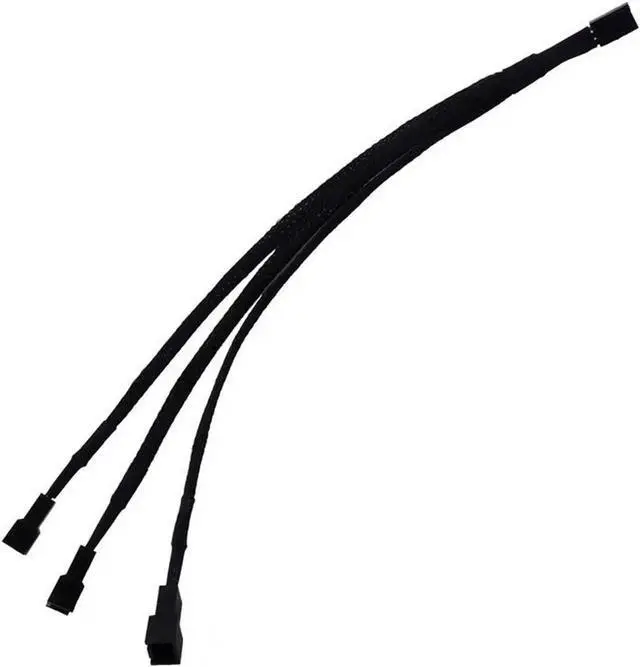Alt view image 2 of 2 - 10 Inch Braided 3-Pin Fan 1 to 3 Splitter Cable, 1x3 Y-Splitter Power Adapter for CPU & Case Fans
