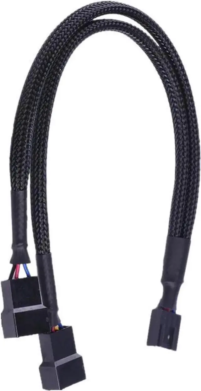 Alt view image 2 of 4 - 10 Inch Black Sleeved 4-Pin PWM Fan Y Splitter Cable, 1 to 2 Fan Power Converter