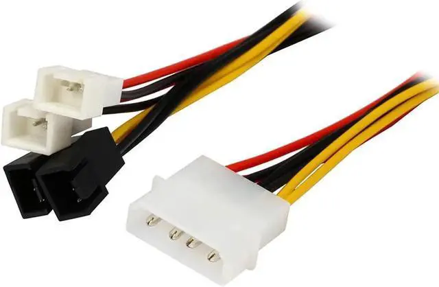Alt view image 4 of 6 - 6 Inch Molex 4-Pin to 3-Pin TX3 Fan Power Adapter Cable, Dual Fan Output with Speed Reduction, 5V/12V Support