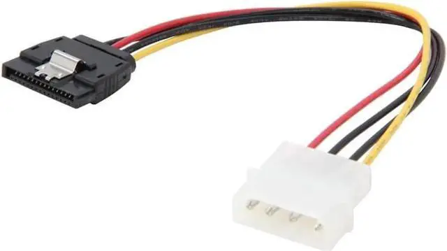 Main image of 8 Inch Molex 4-Pin LP4 Male to Locking SATA 15-Pin Power Adapter Cable, 12V/5V for HDD, SSD and CD-ROM
