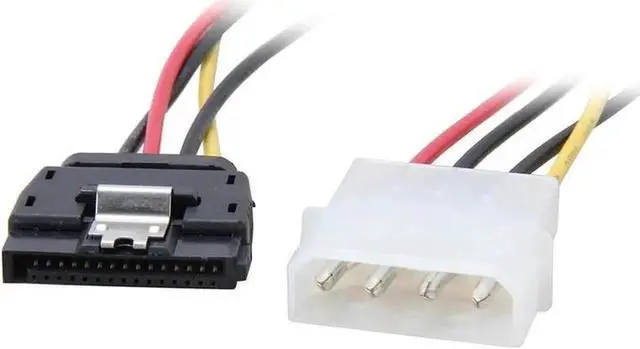 Alt view image 2 of 2 - 8 Inch Molex 4-Pin LP4 Male to Locking SATA 15-Pin Power Adapter Cable, 12V/5V for HDD, SSD and CD-ROM