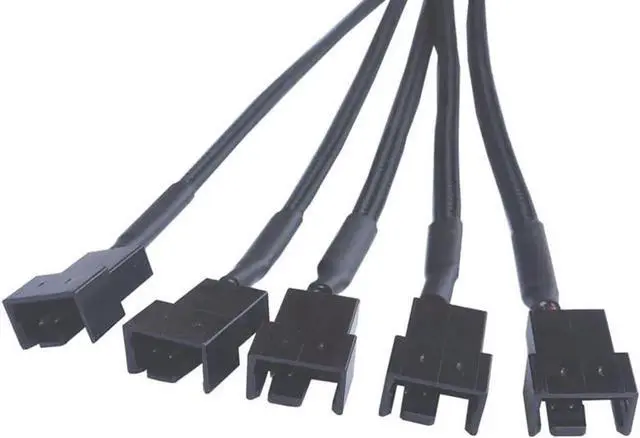 Alt view image 5 of 5 - Molex to 3 Pin 4 Pin Fan Sleeved Power Splitter Cable Adapter,Molex to 5 x TX3 / TX4 (PWM) 12V PC Case Fan Cooler Y Splitter Power Extension Cord - 10 Inch,Black