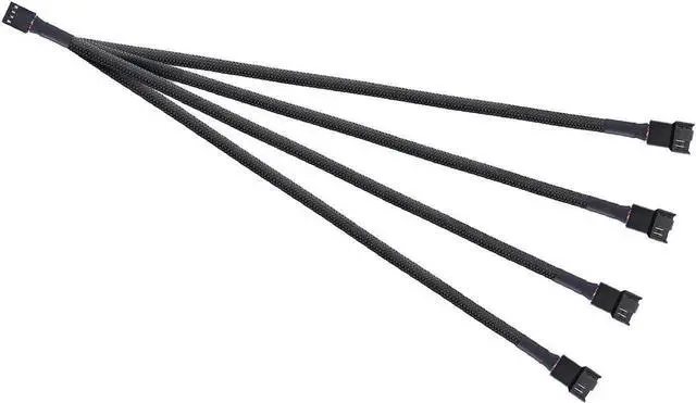Alt view image 2 of 6 - 10 Inch Braided 1 to 4 PWM Fan Splitter Hub, 4-Pin Motherboard Fan Power Extension Cable