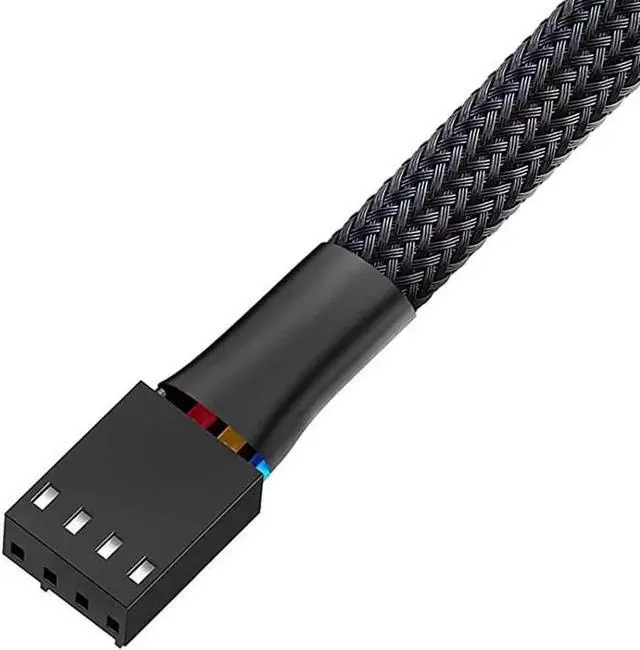 Alt view image 4 of 5 - 10 Inch Black Mesh Sleeved 1 to 3 PWM 4-Pin Fan Splitter Cable, Motherboard Fan Power Hub Adapter