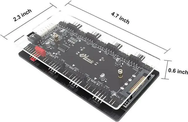 Alt view image 2 of 7 - 4-Pin PWM & ARGB 2-in-1 Hub, 8 Ports 12V 4Pin to 5V 3Pin ARGB Converter Controller, SATA Powered with PMMA Case & Magnetic Standoff