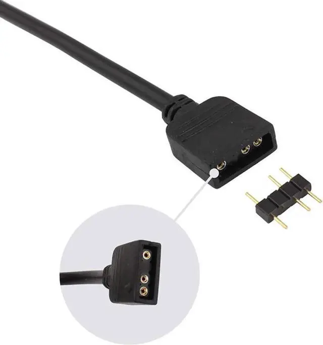 Alt view image 3 of 5 - 2 Pack 1ft 5V 3-Pin RGB 3-Way Splitter Cable, 3-Port AURA RGB Lighting Hub with Gender Changer Adapter