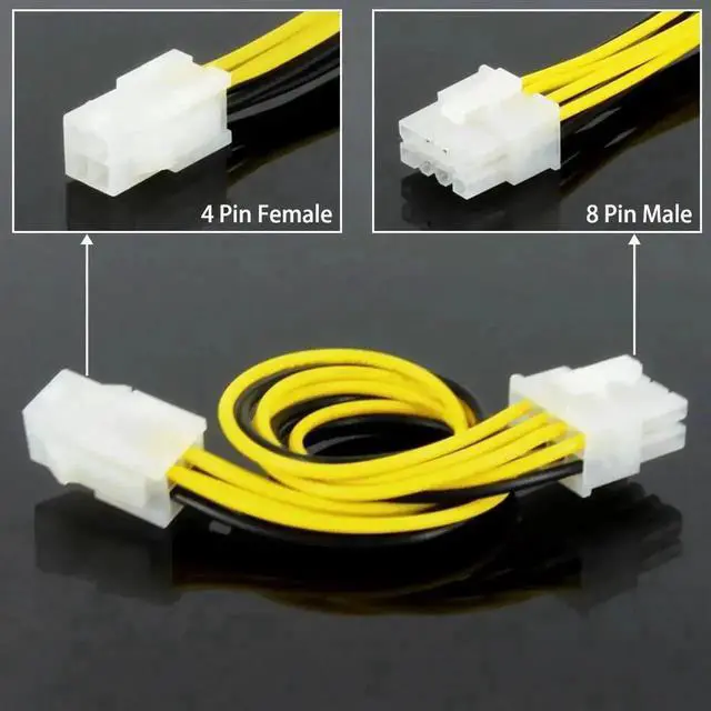 Alt view image 6 of 6 - ATX 4 Pin Female to 8 Pin Male EPS Power Adapter Cable, Motherboard CPU Power Extension Cord